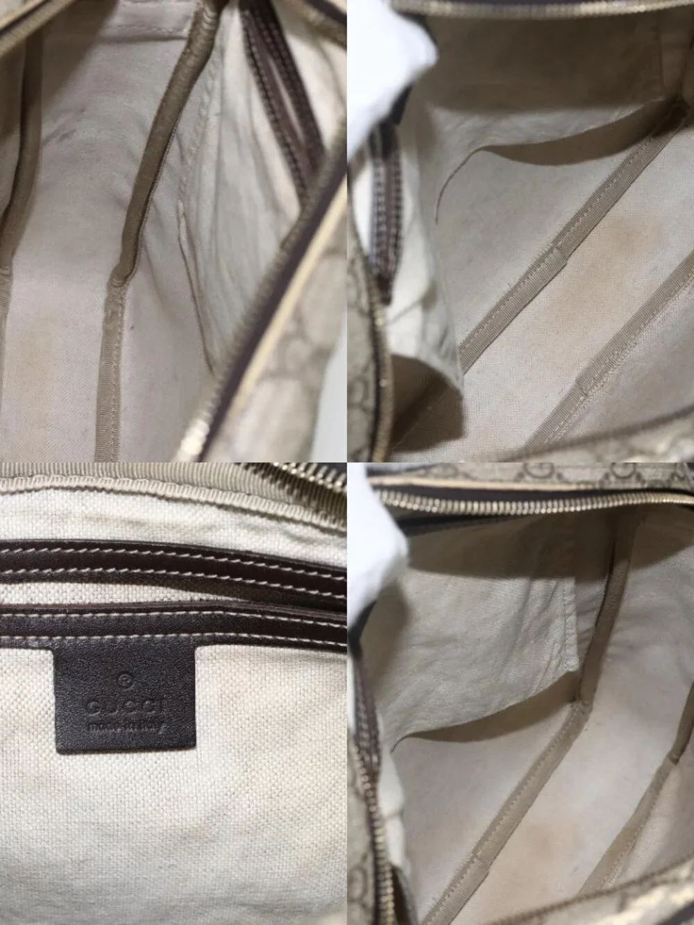 GUCCI GG Supreme Shoulder Bag PVC Beige Gold 201448 Auth ti3728